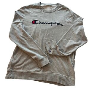 Champion Sweatshirt Mens XXL Gray Script Logo Crewneck Pullover 1470782 Athletic